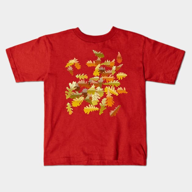 Oak leaves in autumn Kids T-Shirt by Slownessi